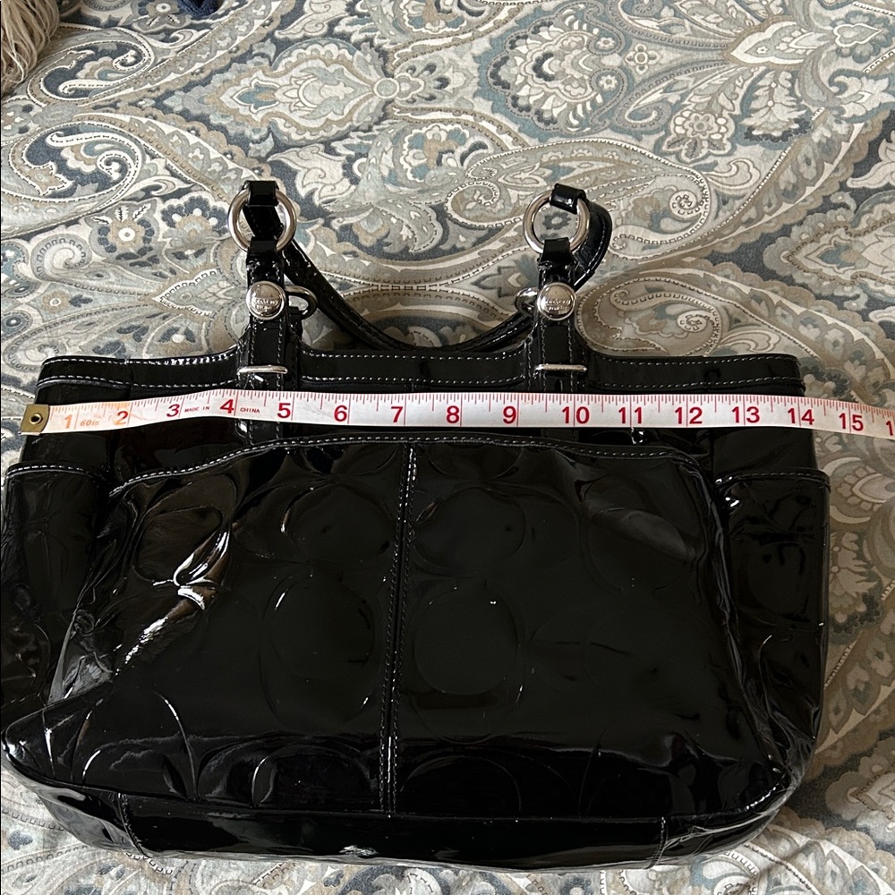 Coach Black Patent Tote with Signature C - Picture 10 of 10